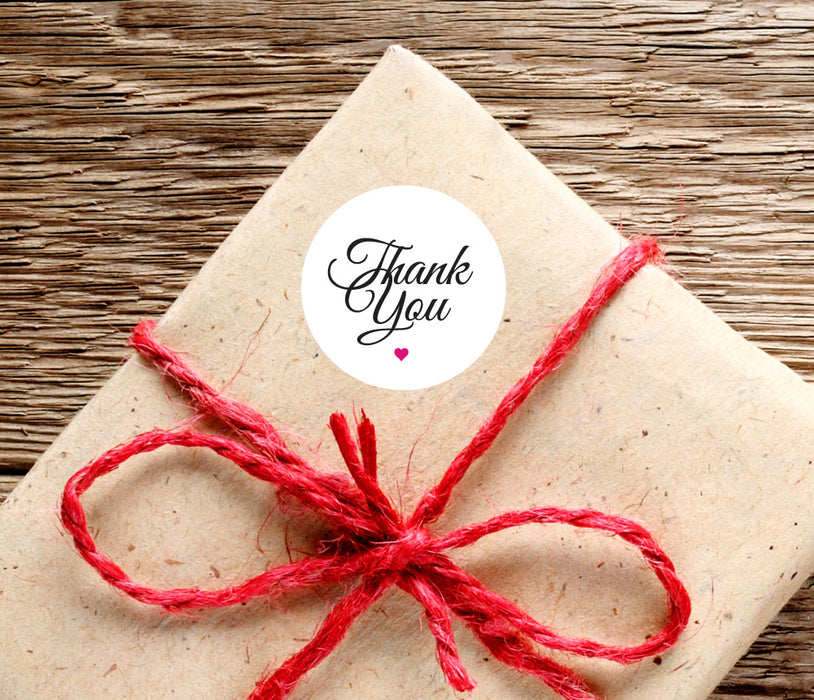 30 X Thank You Heart Label Sticker