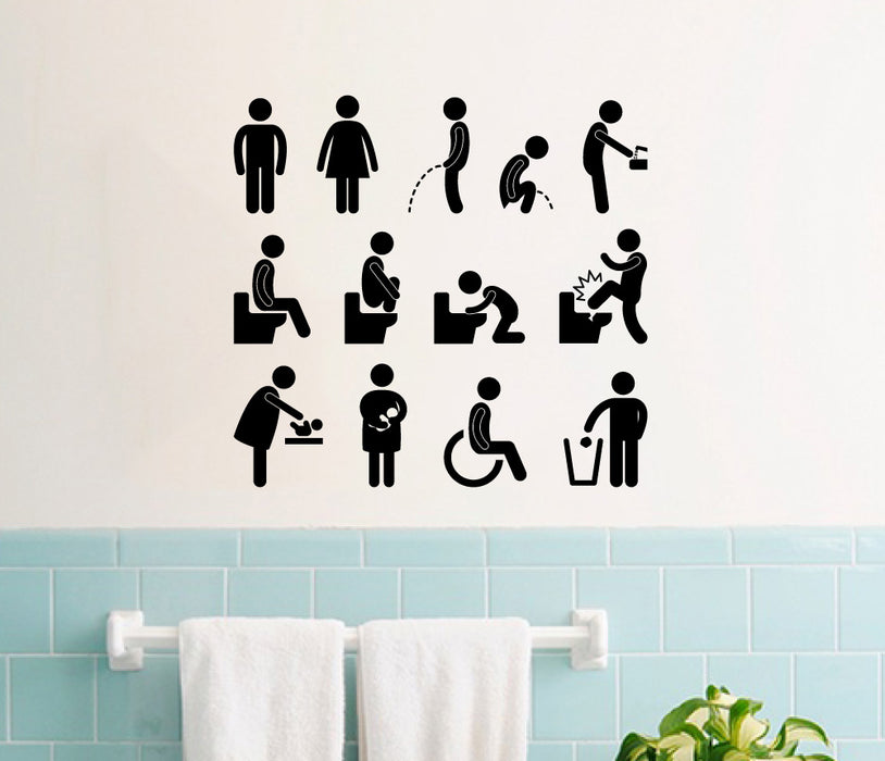 Set Of Toilet Sign Wall Sticker