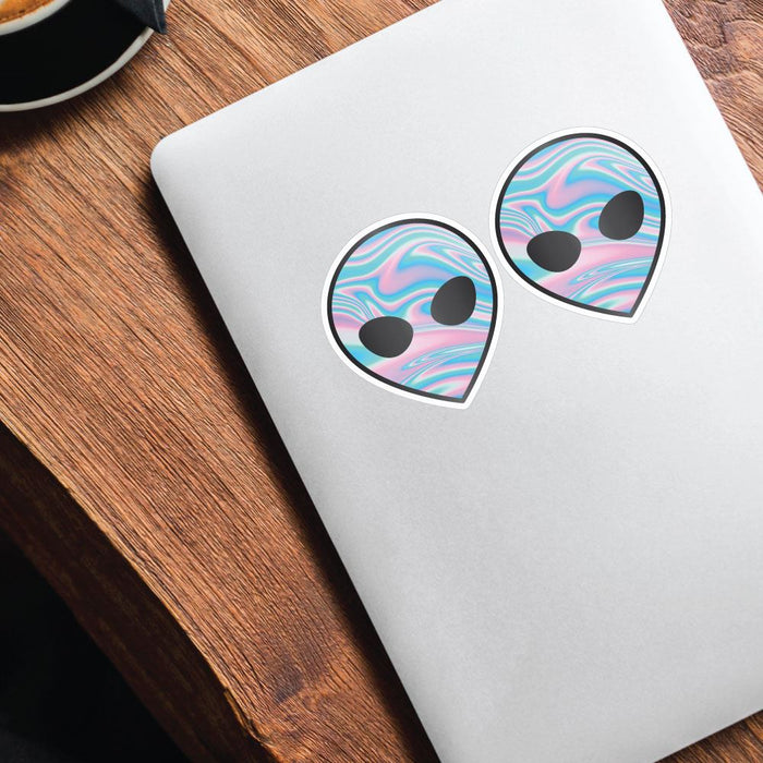 2X Alien Colourful Face Sticker Decal