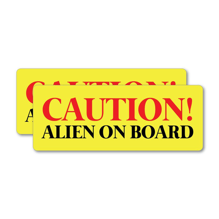2X Caution Alien On Board Sticker Decal