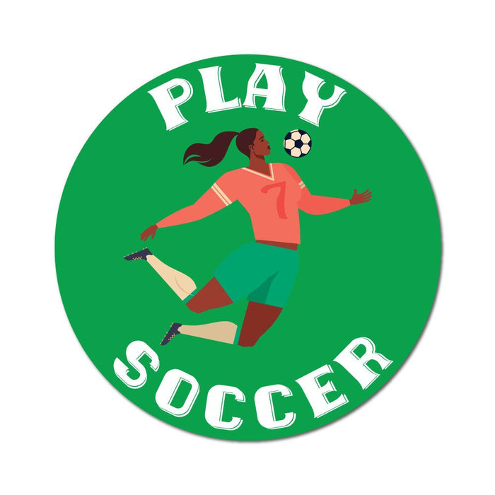 Girls Play Soccer Too Sticker Decal