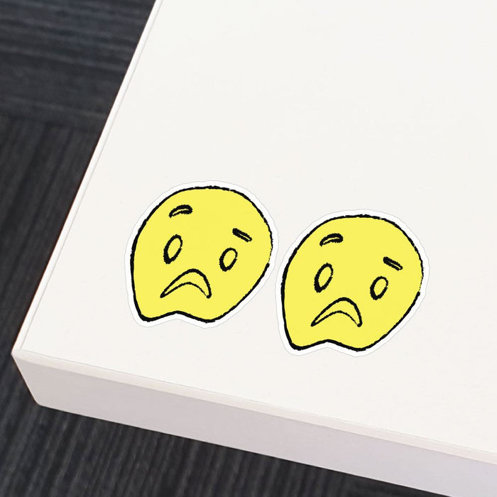 2X Sad Smiley Face Sticker Decal