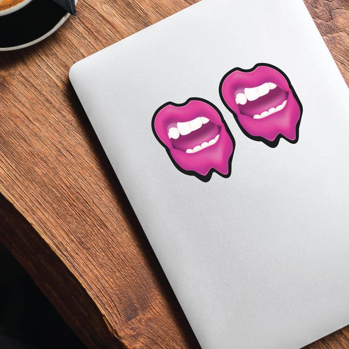 2X Pink Grunge Lips Sticker Decal