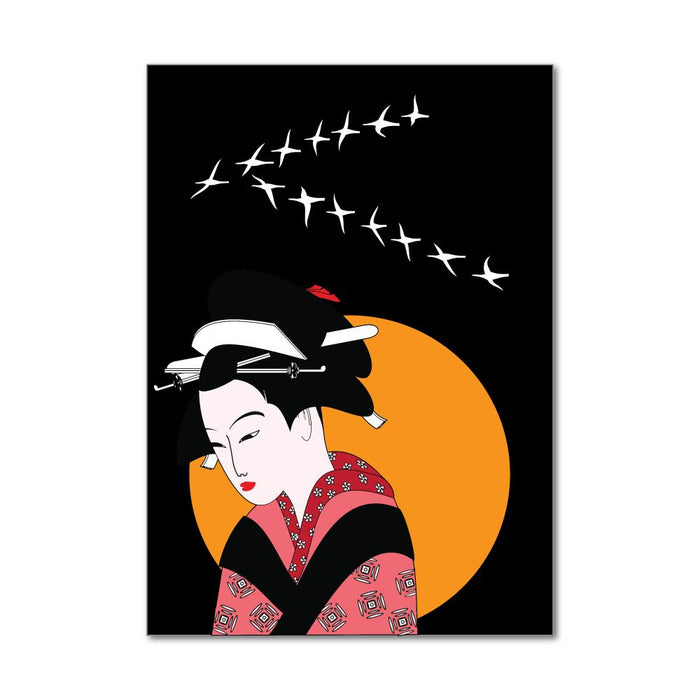 Chinese Sunset Symbol Traditional Japanese Birds Asia Woman Car Sticker Decal