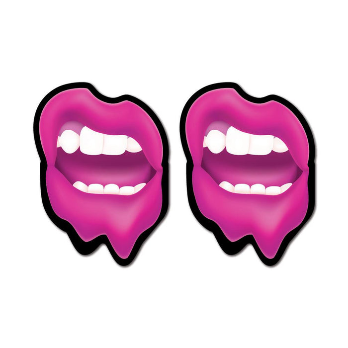 2X Pink Grunge Lips Sticker Decal