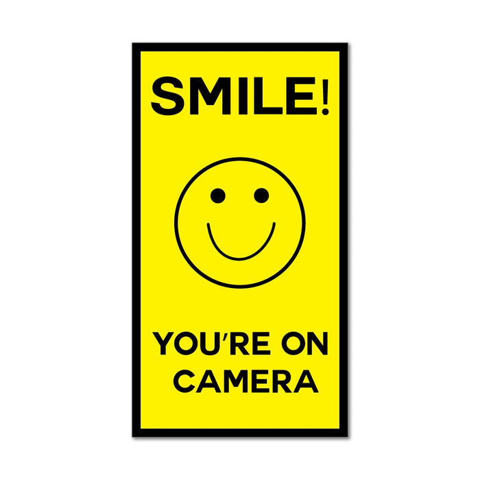 Smile You'Re On Camera Yellow Smiley Face Cctv Car Sticker Decal