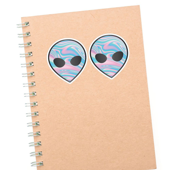 2X Alien Colourful Face Sticker Decal