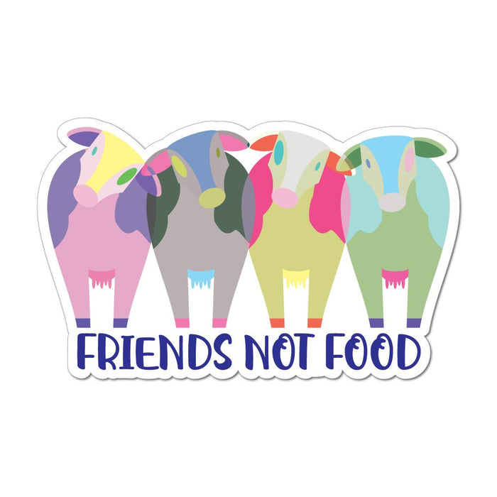 Friends Not Food Vegan Vegetarian Cows Farm Animals Colourful Car Sticker Decal