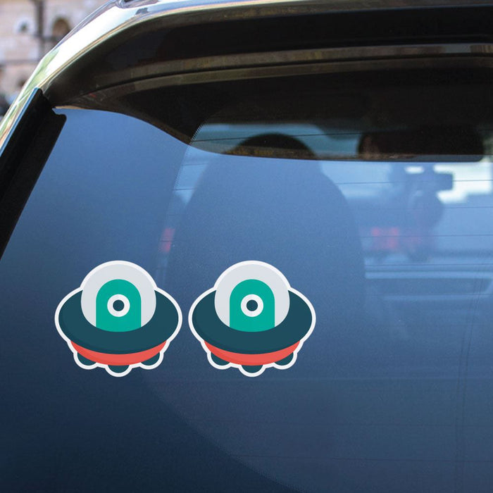 2X Alien Inside Ufo Sticker Decal