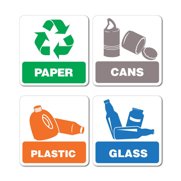 Recycling Paper Cans Plastic Glass Sticker Decal