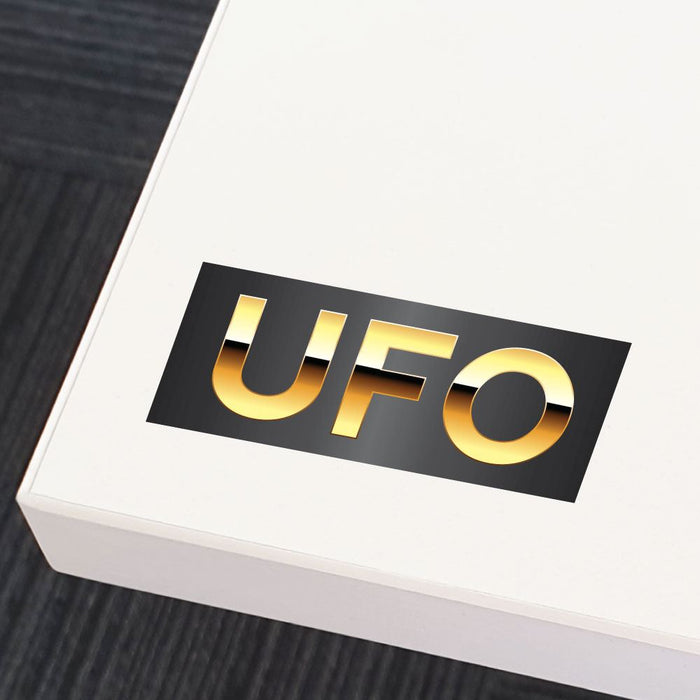 Ufo Golden Text Sticker Decal