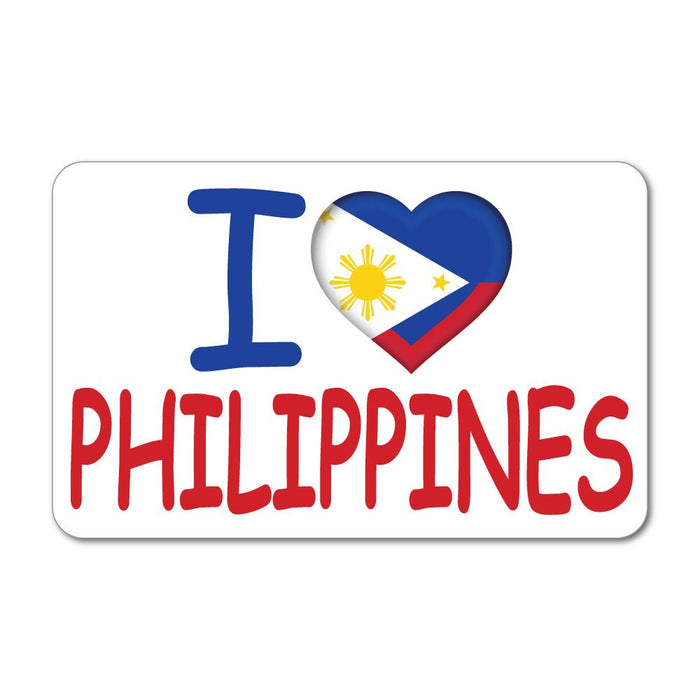 I Love Heart Philippines Flag Red Blue Yellow White Car Sticker Decal
