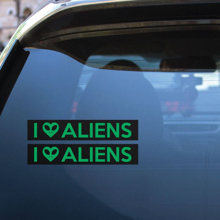 2X I Love Aliens Sticker Decal