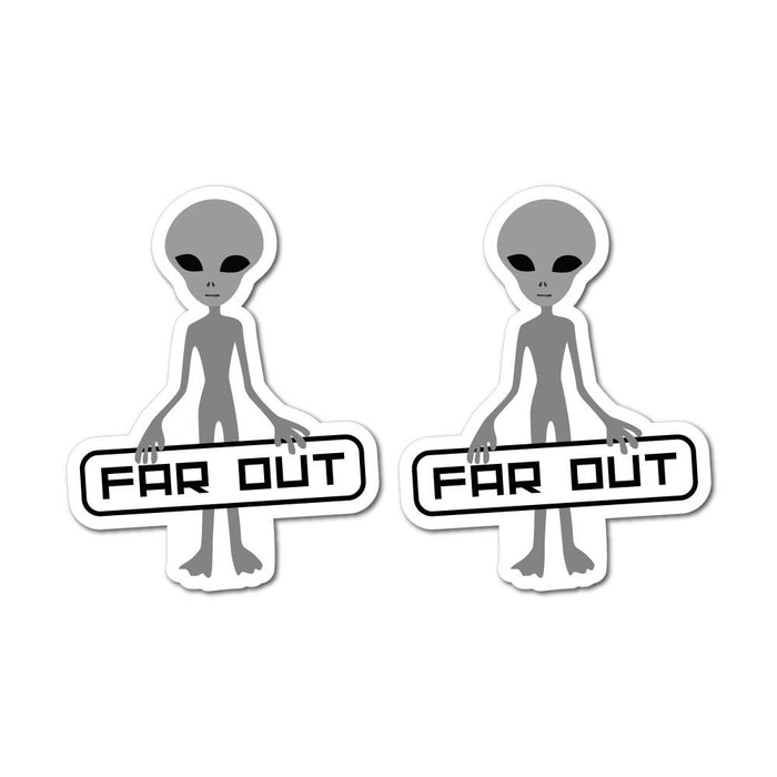 2X Far Out Alien Sticker Decal