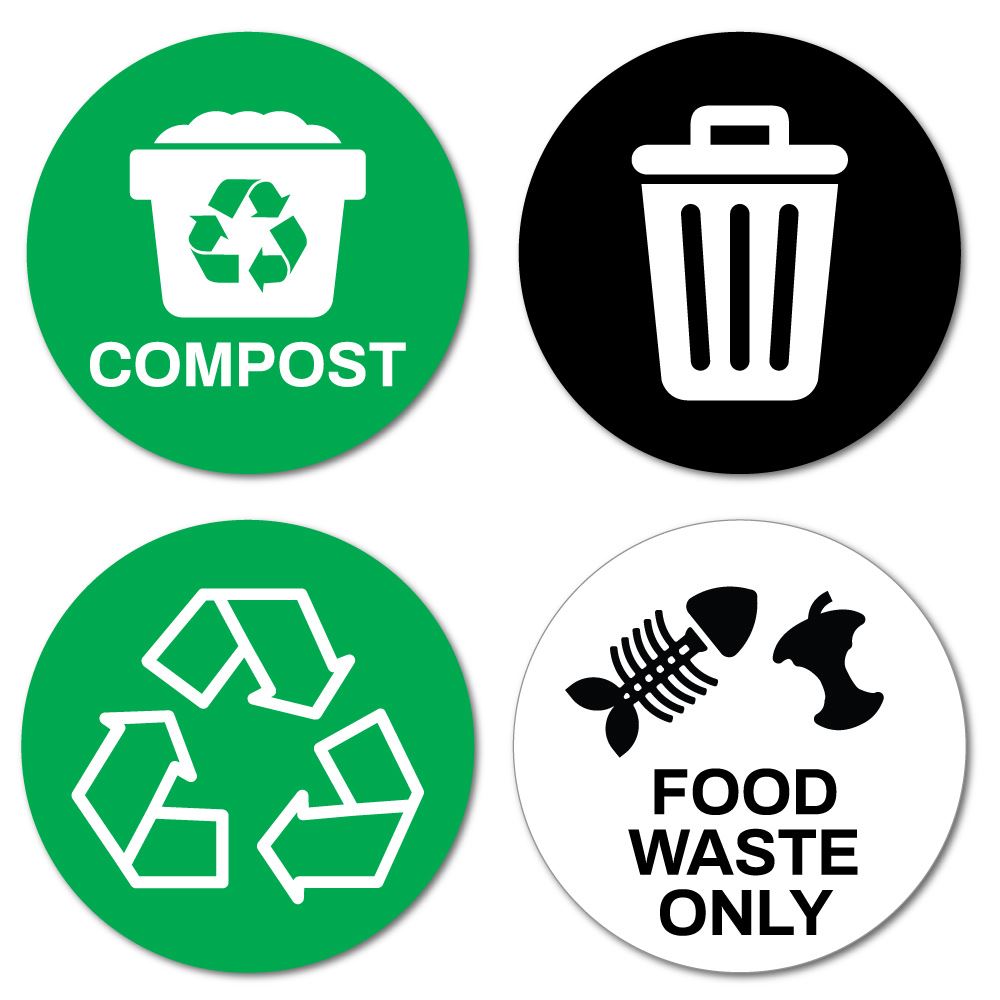 4X Recycle Stickers Food Compost Trash Sticker Decal | Signs Stickers ...