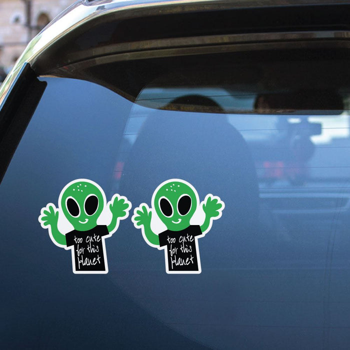 2X Too Cute For This Planet Sticker Decal