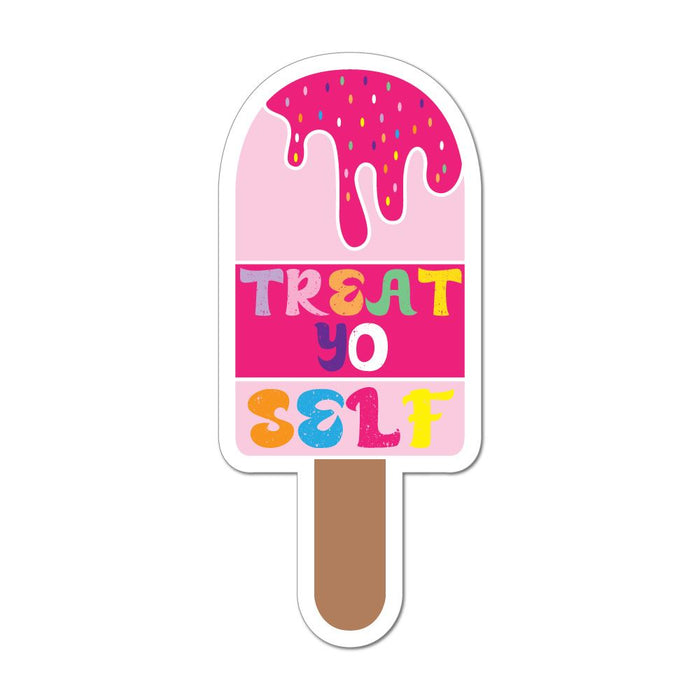 Treat Yo Self Ice Cream Funny Cute Pink Tasty Car Sticker Decal
