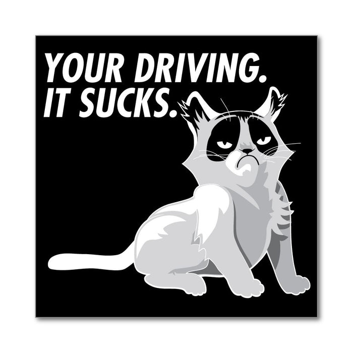 Your Driving It Sucks Grumpy Cat Angry Funny Road Rage Pet Driver Car Sticker Decal