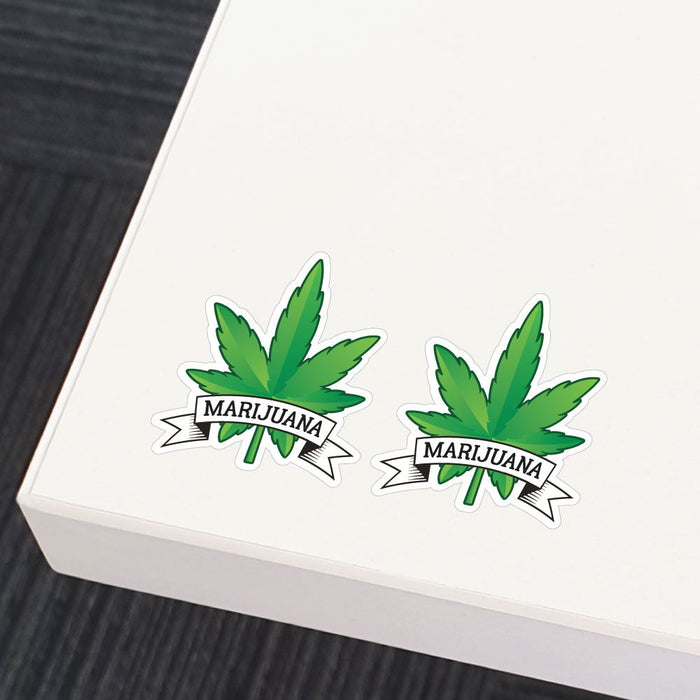 2X Marijuana Leaf Sticker Decal