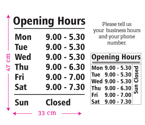 Custom Opening Trading Hours Wall Sticker
