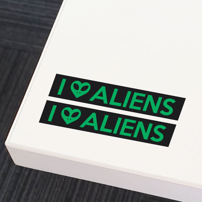 2X I Love Aliens Sticker Decal