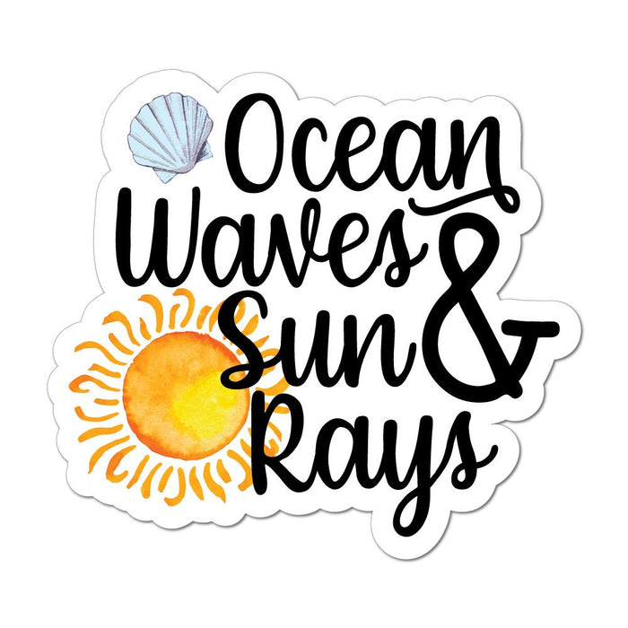 Ocean Waves And Sun Rays Laptop Car Sticker Decal
