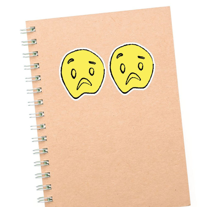 2X Sad Smiley Face Sticker Decal