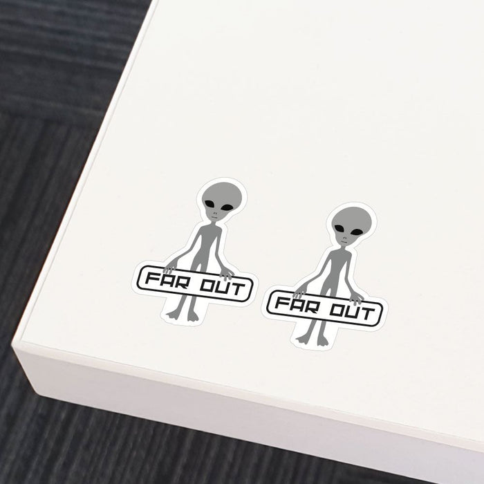 2X Far Out Alien Sticker Decal