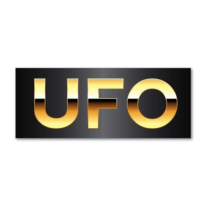 Ufo Golden Text Sticker Decal