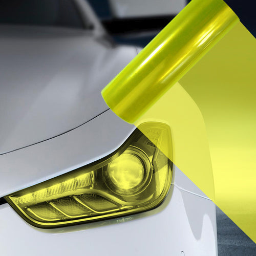 2X A4 Fluro Yellow Car Headlight Fog Light Tint Film