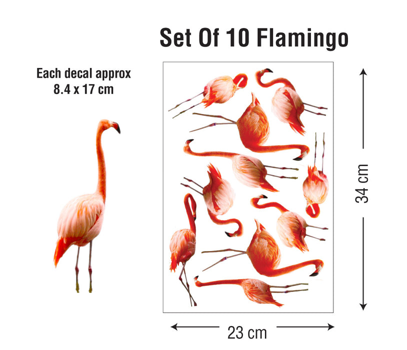 Set Of 10 Flamingo Wall Sticker