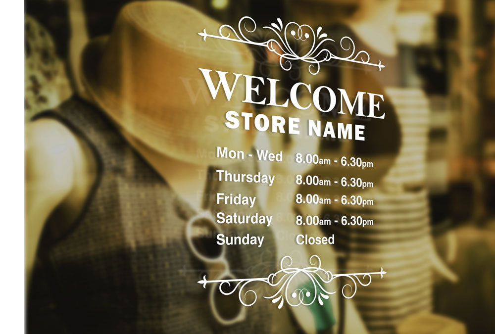 Custom Opening Trading Hours Wall Vintage Sticker